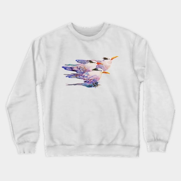 Sea Gulls Shore Birds Watercolor Crewneck Sweatshirt by CunninghamWatercolors